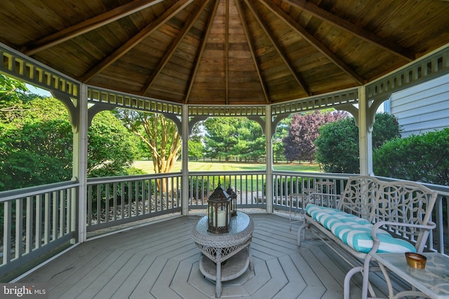 deck featuring a gazebo