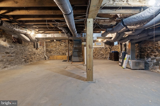 view of unfinished basement