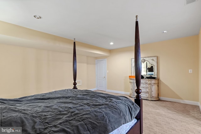 bedroom with baseboards and recessed lighting