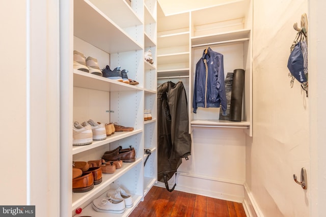 spacious closet featuring wood finished floors