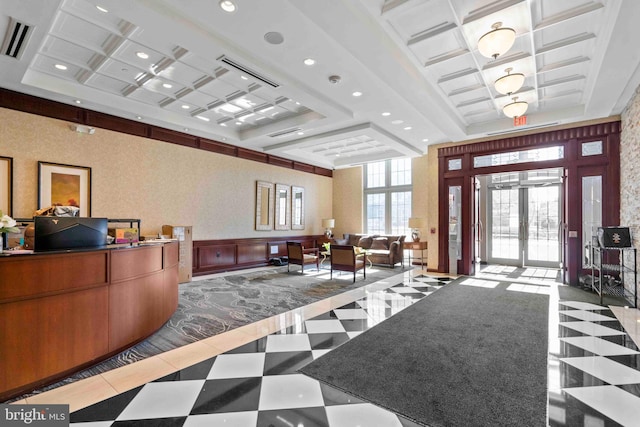 reception area featuring visible vents and french doors