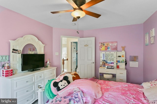 bedroom featuring ceiling fan