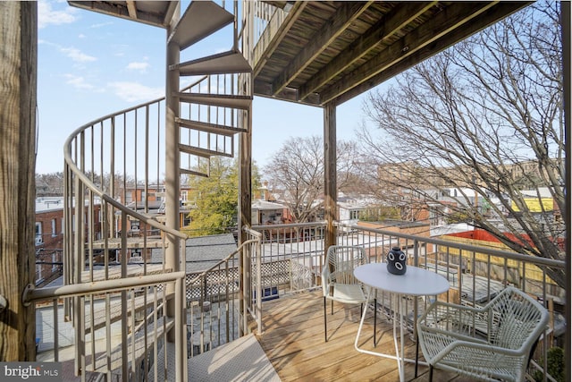 wooden terrace with stairway