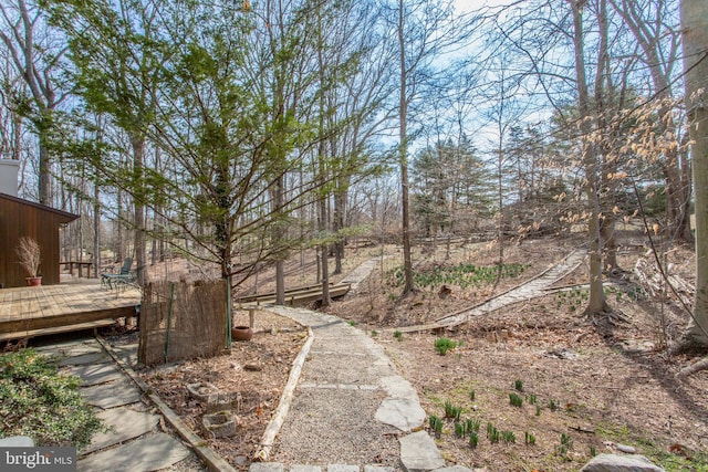 view of yard with a deck