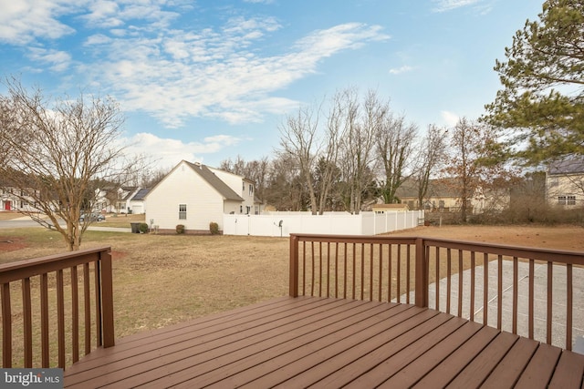 wooden deck featuring a yard and a fenced backyard