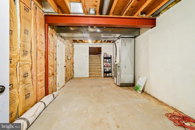 unfinished basement with heating unit