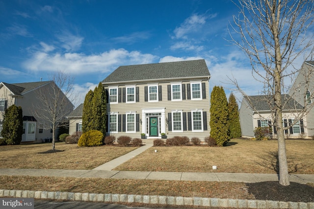 colonial house with a front lawn