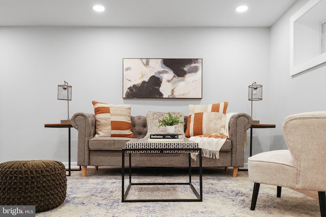 living area with recessed lighting