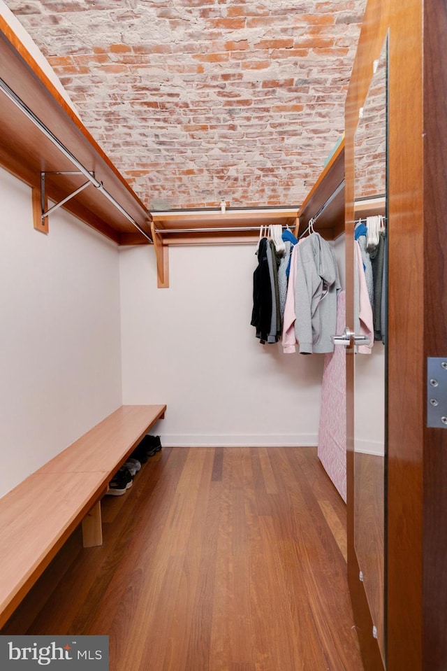 walk in closet featuring wood finished floors