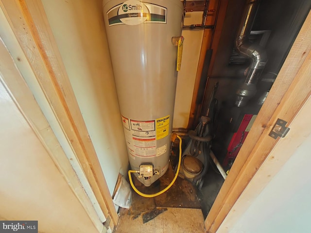 utility room featuring water heater