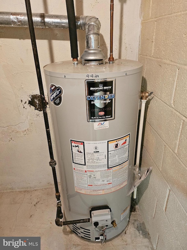 utility room featuring gas water heater