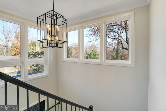 interior space featuring a notable chandelier