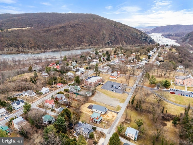 drone / aerial view with a mountain view