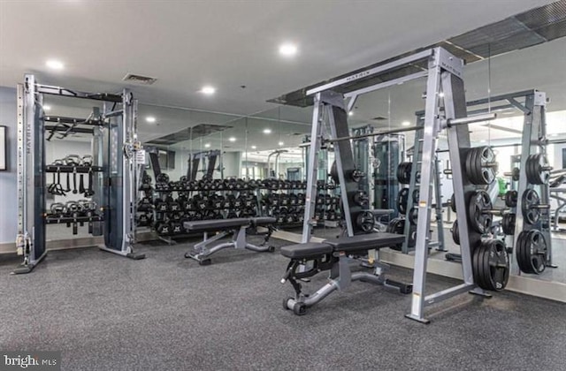 exercise room with visible vents