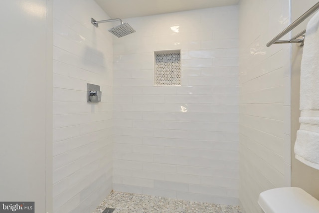 full bathroom with toilet and a tile shower