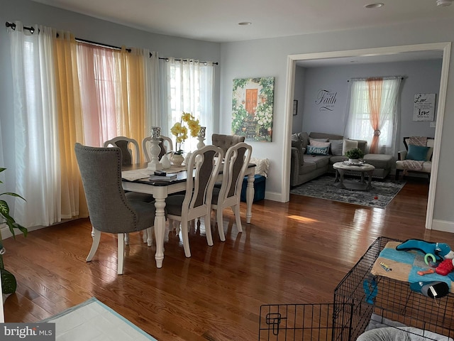 dining room featuring baseboards and dark wood-style flooring