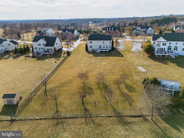 aerial view with a residential view