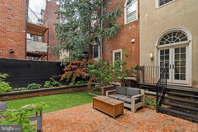 922 Clinton St, Philadelphia, PA 19107 - view of patio / terrace featuring french doors and an outdoor living space