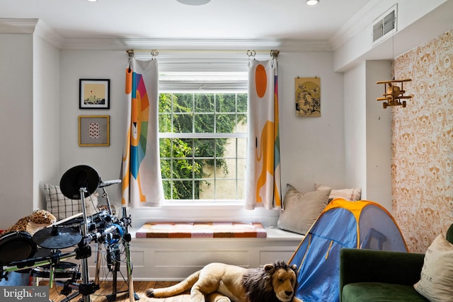 922 Clinton St, Philadelphia, PA 19107 - living area featuring ornamental molding and wood finished floors