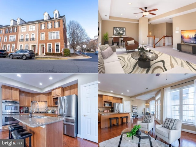 kitchen featuring open floor plan and stainless steel appliances