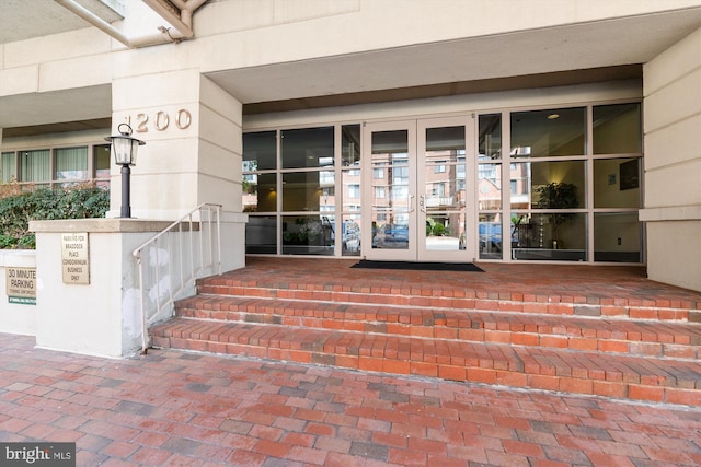 view of exterior entry with french doors