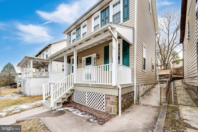 multi unit property with covered porch