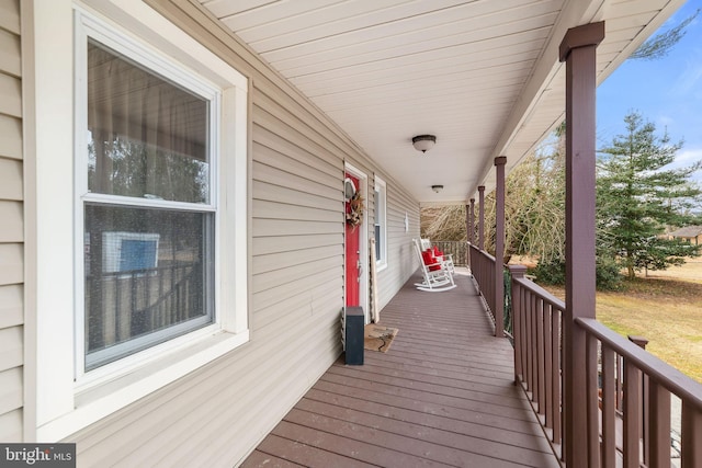 wooden deck with covered porch