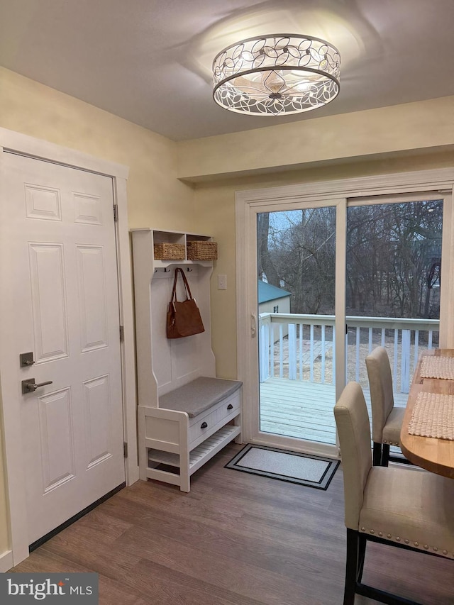 mudroom featuring wood finished floors