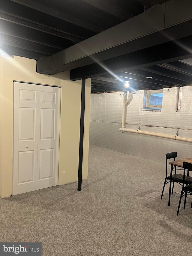 basement with carpet