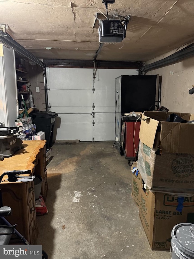 garage with a garage door opener