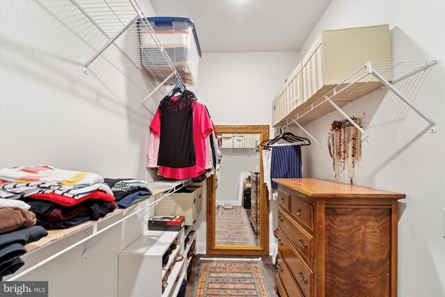 spacious closet with wood finished floors