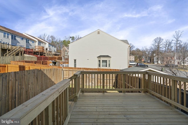 deck with a residential view