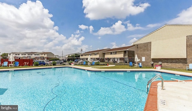 pool with a residential view