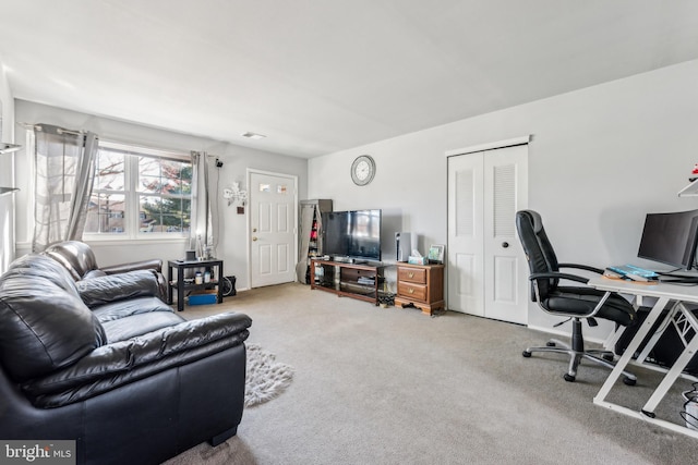 living room with carpet floors