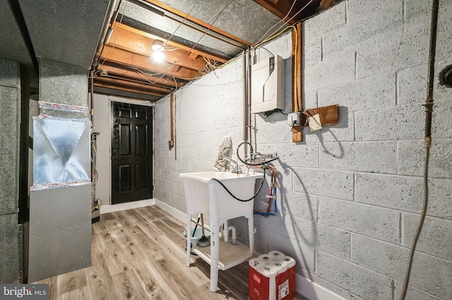 unfinished basement with wood finished floors