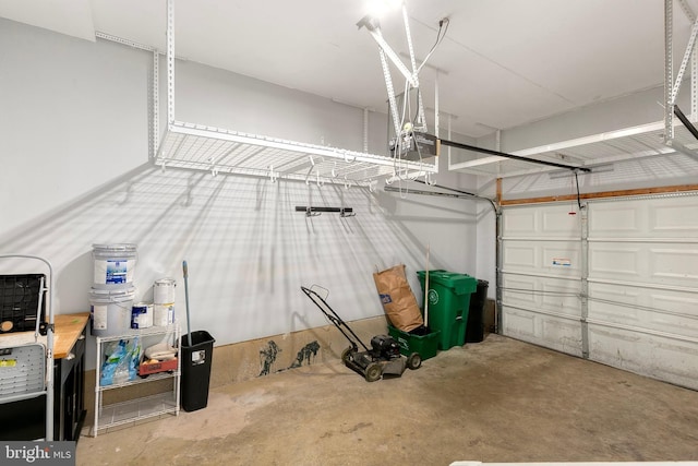 garage with a garage door opener