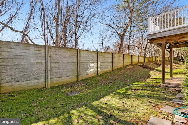 view of yard featuring a fenced backyard