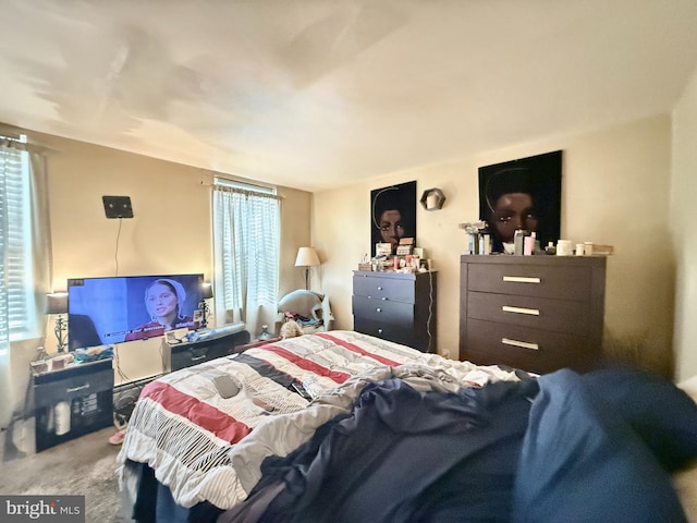 bedroom featuring carpet floors and multiple windows