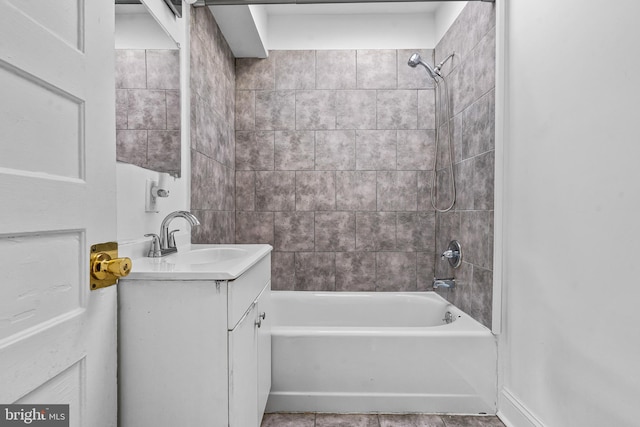 full bathroom featuring bathtub / shower combination and vanity