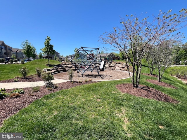 view of home's community with a lawn