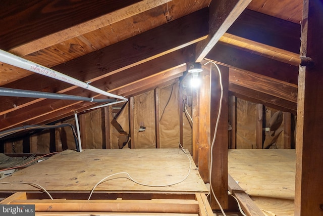 view of unfinished attic