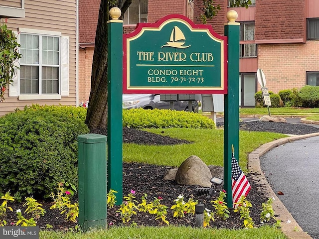 view of community sign