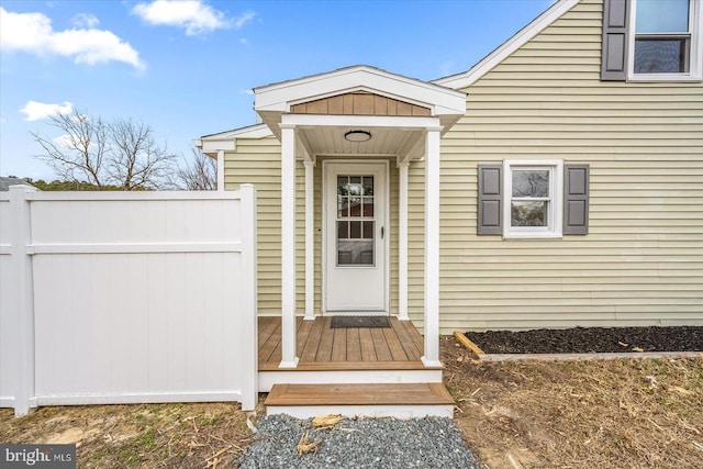 property entrance featuring fence