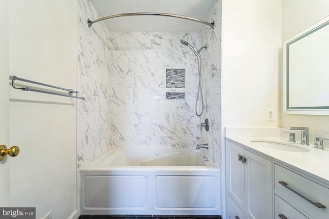 full bathroom featuring shower / bath combination and vanity