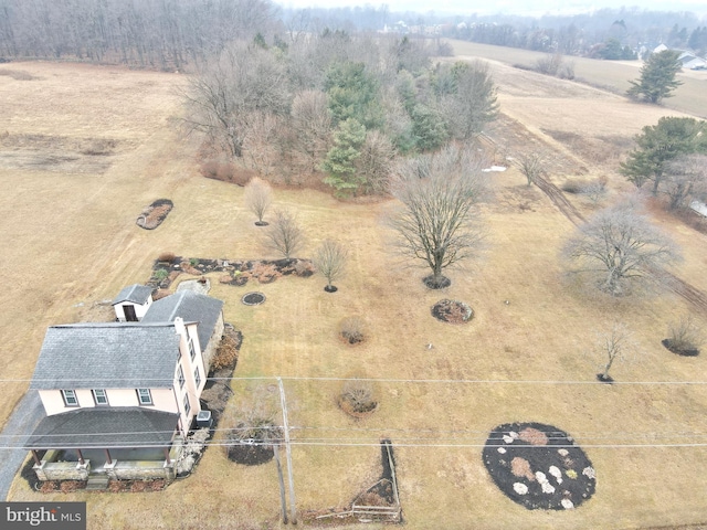 drone / aerial view with a rural view