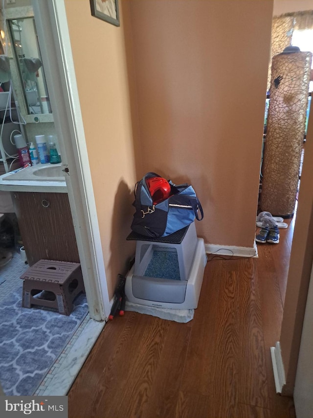 details with baseboards and wood finished floors