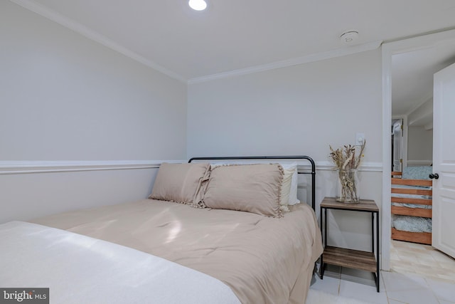 bedroom featuring crown molding