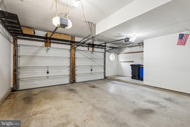 garage with a garage door opener