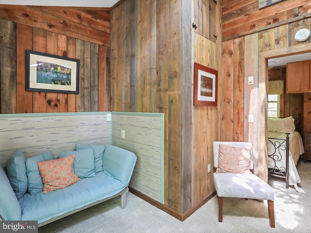 47 Timberline Dr, Lost River, WV 26810 - sitting room featuring wood walls and carpet flooring