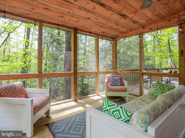 47 Timberline Dr, Lost River, WV 26810 - sunroom / solarium with an outdoor hangout area, a ceiling fan, and healthy amount of natural light
